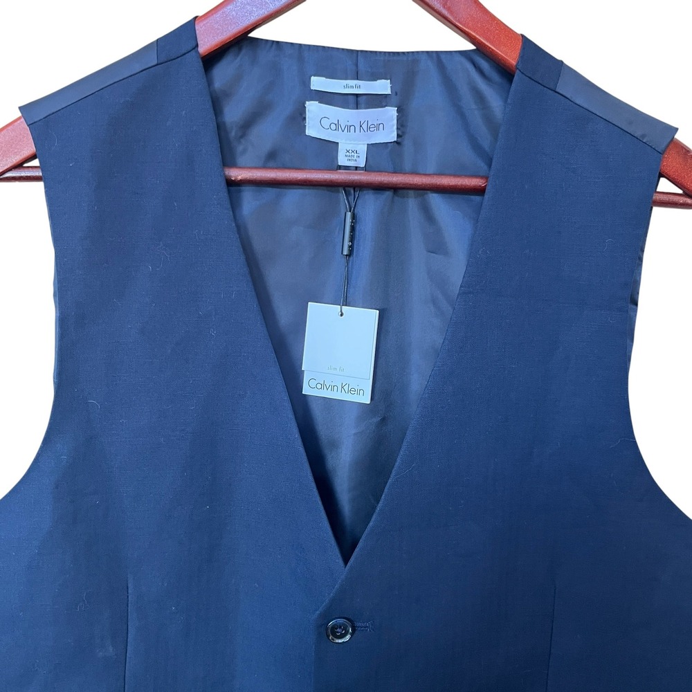 Calvin Klein Mens Slim Fit Suit Vest Knight Blue Navy XXL 40JJ420 NWT